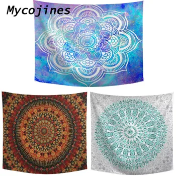 

Mandala Style Polyester Wall Tapestry Indian Meditation Floral Print Indian Wedding Decor Family Living Room Rug Table Cloth