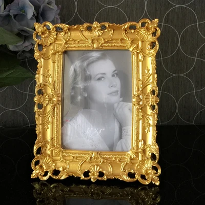 

European style photo frame relief Rubens gold plated luxury square pendulum frame 6inch