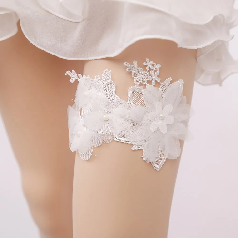 Свадебные подвязки с вышитыми цветами, бисероплетение, белые сексуальные подвязки для женщин/невесты, марлевые облегающие кольца, свадебные подвязки для ног