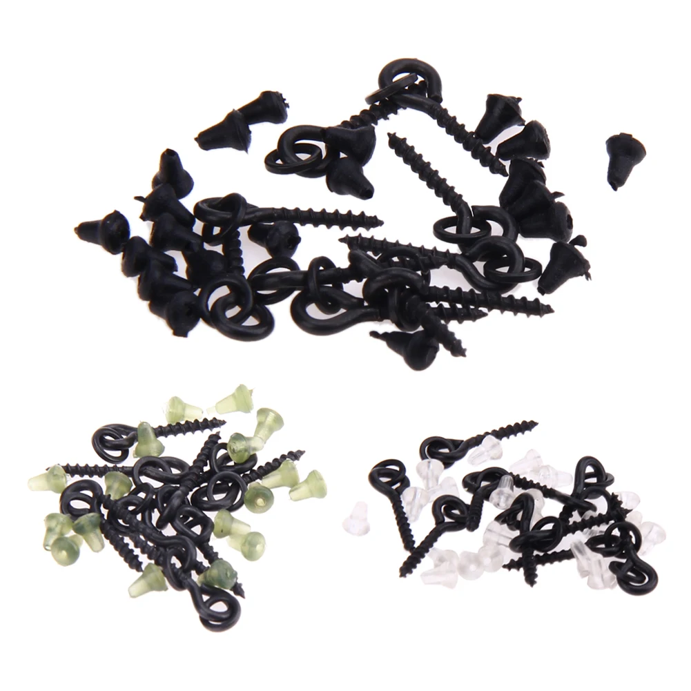 

Fishinghook 10 Pcs Bait Screws With Oval Rings + 20 x Hook Stops Carp Swivels Rings Fishing Tackle Chod Fishing Tools Fishhooks