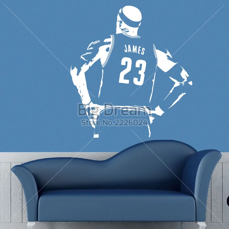 Дизайн, виниловые наклейки на стену NBA James, сделай сам, домашний декор, баскетболист, наклейки, спортивная звезда, для детской комнаты