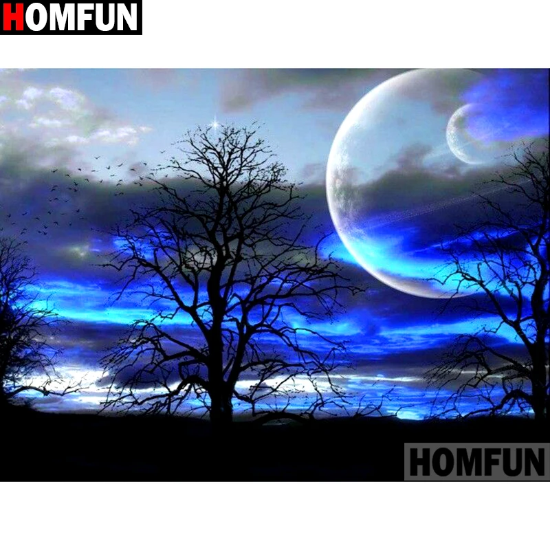 

HOMFUN Full Square/Round Drill 5D DIY Diamond Painting "Tree moon" Embroidery Cross Stitch 5D Home Decor Gift A11705