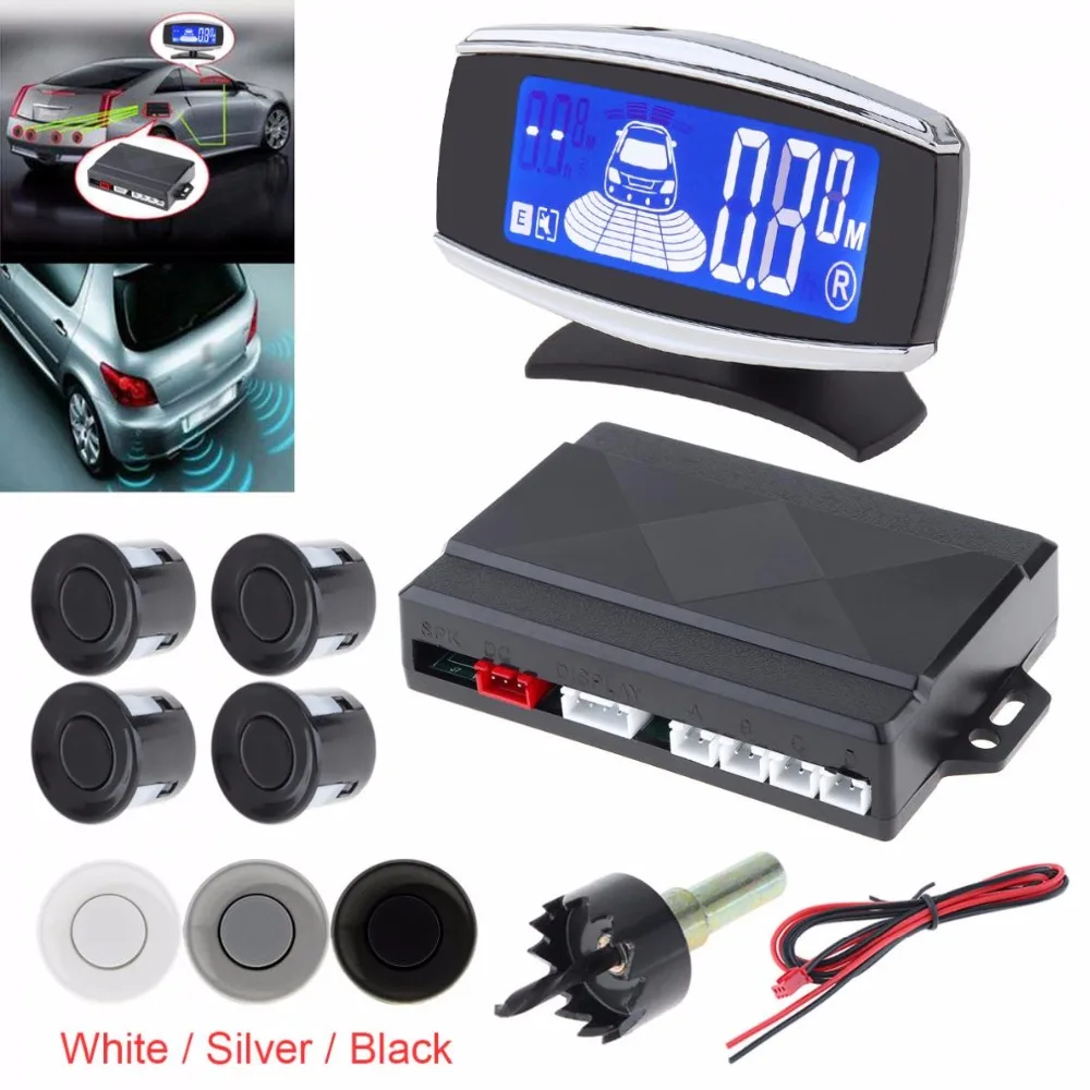 

Car Monitor Parking Sensor Kit Radar Detector 4 Sensors Alarm Indicator Reverse Backup Rad System with Double CPU LCD Display