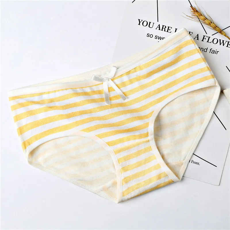 APOCAL 1PC 2 Pcs/set Women's Panties Striped Female Underwear Women Cotton Kawaii Bow Anime Briefs Cozy Lingerie Girls Bikini