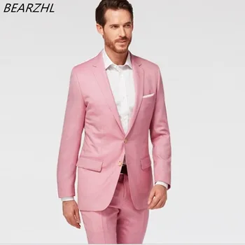 

men formal suit for wedding tuxedos pink groom wear 2020 classic suits wool bleed
