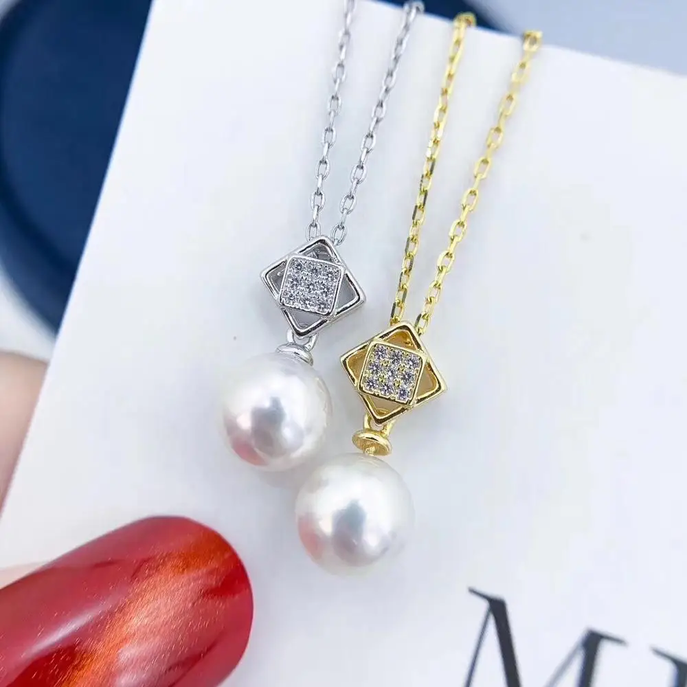 

925 Sterling Silver Pendant Component Findings Settings Women's Parts for Oyster Edison Pearl Coral Jade Beads Stones