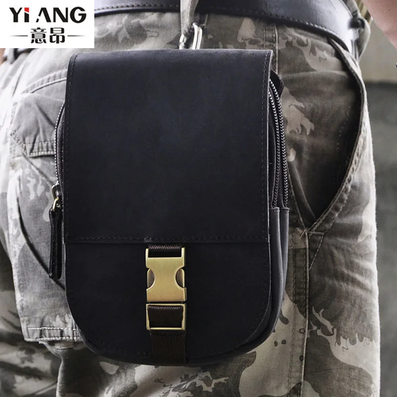 

Men's Fashion Crazy Horse Cowhide Cell Phone Case Cover Hook Belt Fanny Waist Bag Mobile/Cell Phone Case