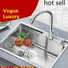 Роскошная кухонная посуда, одноканальная раковина vogue 304, нержавеющая сталь, 620x440/620x430 мм
