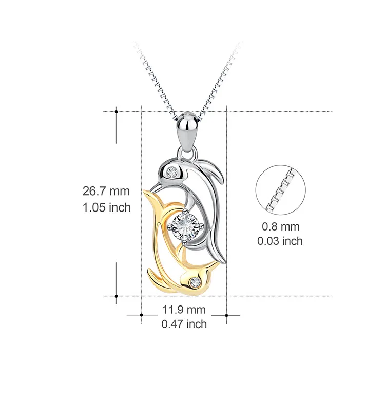Электрический бизнес взрыва S925 стерлингового серебра, дельфин дрель, покрытием золотого цвета кулон ожерелье пару