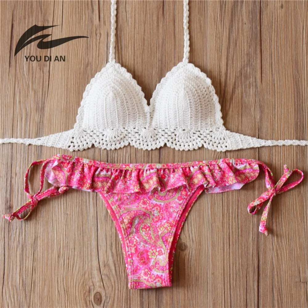 2017 Handmade Knitted Bikini Sets Lace Triangle Bikini Underwear New