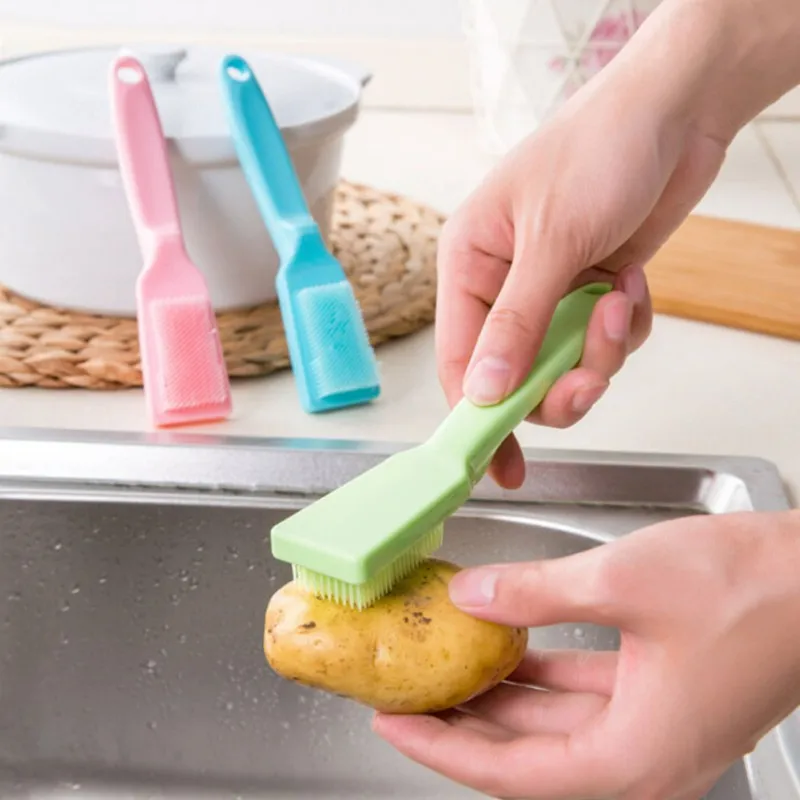Potato Brush Hanging fruit tools cleaning brush Kitchen With handle
