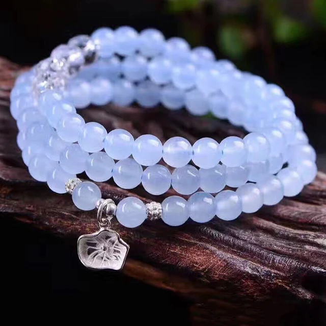 Joursneige Blue Crystal Bracelets Round Beads Lucky 925 Silver Joursneige Blue Crystal Bracelets Round Beads Lucky 925 Silver Flower Pendant For Women Bracelet Multilayer