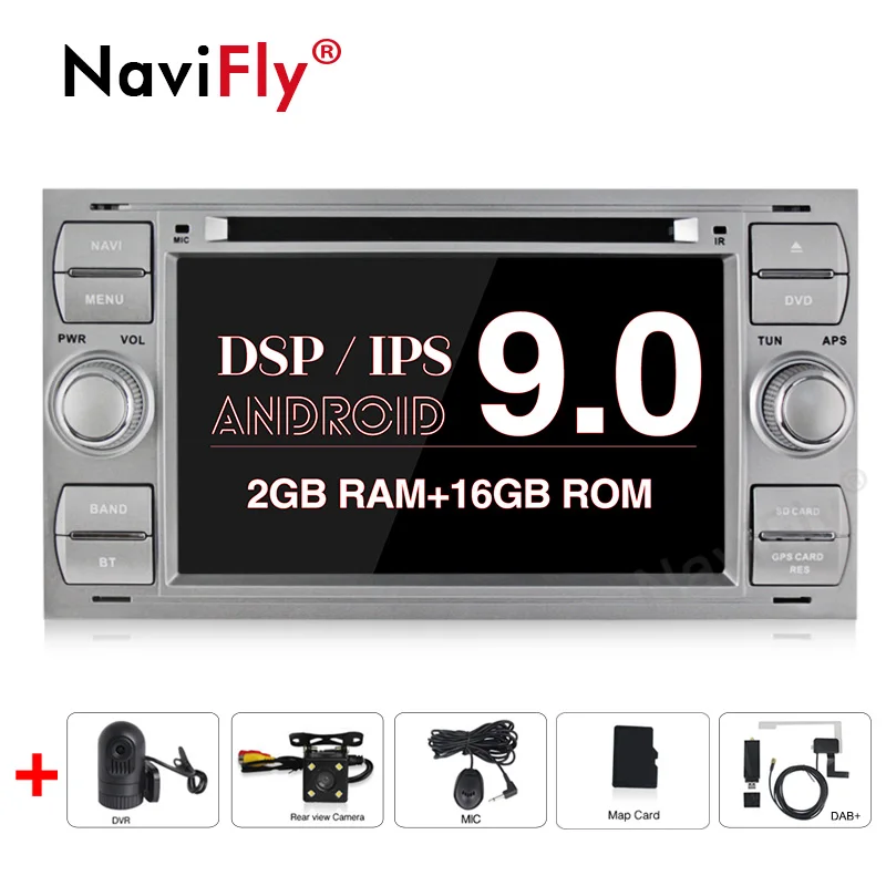 NaviFly 7 ''ISP экран DSP Android9.0 автомобильный DVD мультимедийный плеер для Ford Focus 2 3 Mondeo S C Max Fiesta Galaxy автомобильный аудио Wifi - Цвет: camera dvr DAB