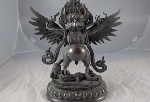 

song voge gem S0753 Tibetan Buddhism Temple Old Copper Bronze Lucky Garuda God Buddha Art Statue