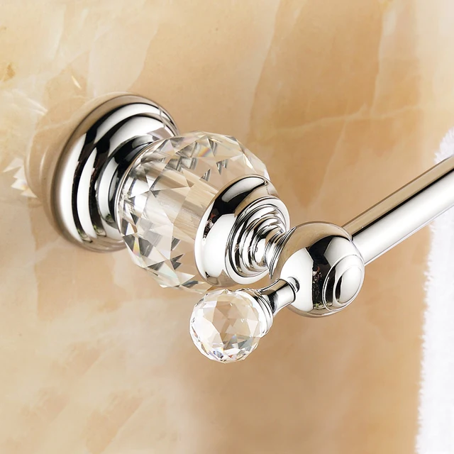 High Quality European Style Chrome Crystal Solid Br Towel Rail High Quality European Style Chrome Crystal Solid Br Towel Rail Single Bar Bathroom Holder
