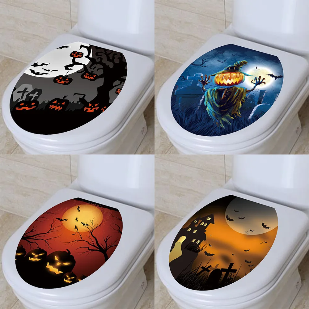 funny toilet sticker wc sticker halloween decor toilet seat stickers autocollant toilette