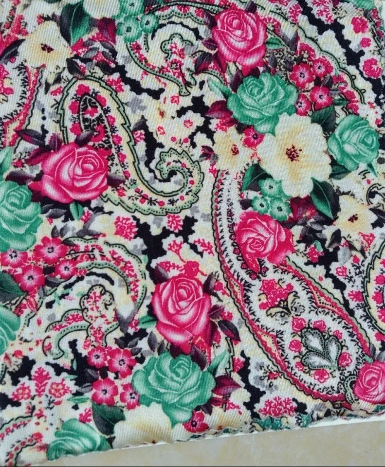 Fashion digital printed colorful flower jersey fabric, soft and tender