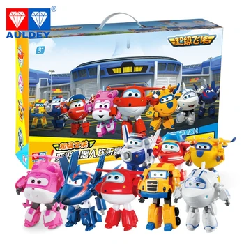 

AULDEY Super Wings 8pcs Big 15cm Original Transforming Jet JETT DIZZY DONNIE ASTRA Deformation Action Figure Toy Gift for Kids