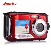 AMKOV W599 Professional 24 MP Life Waterproof Digital Camera With Front & Rear Dual-screen Self-timer Pocket Camera Mini Camera