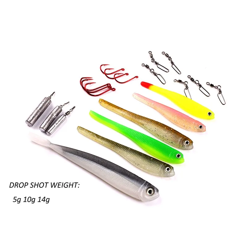 Mizugiwa Drop Shot 45 Kit мягкий шэд Tail Minnow Bait Hook Weight Snap Swivels крючки для Червяков Head Bass Swimbaits|worm