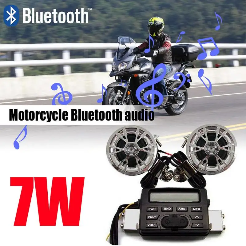 

7W Motorcycle MP3 Audio Player System Waterproof Handlebar Ipod Stereo 2 Speakers Amplifier ATV UTV Bike Audio FM Radio