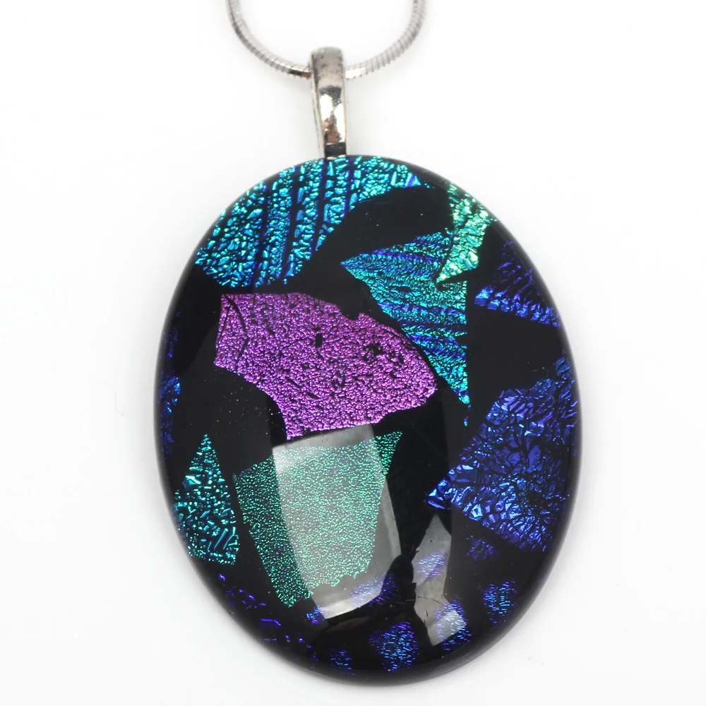 OlingArt Colorful gold foil Royal blue Jewelry Pendant Limited edition big oval Lampwork Glass Pendant for Necklace NEW 2018