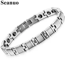 Seanuo Men's Titanium Steel Magnetic Bracelets High Quality Health Care Balance Bracelet for Men Classic Male Biker Jewelry Gift