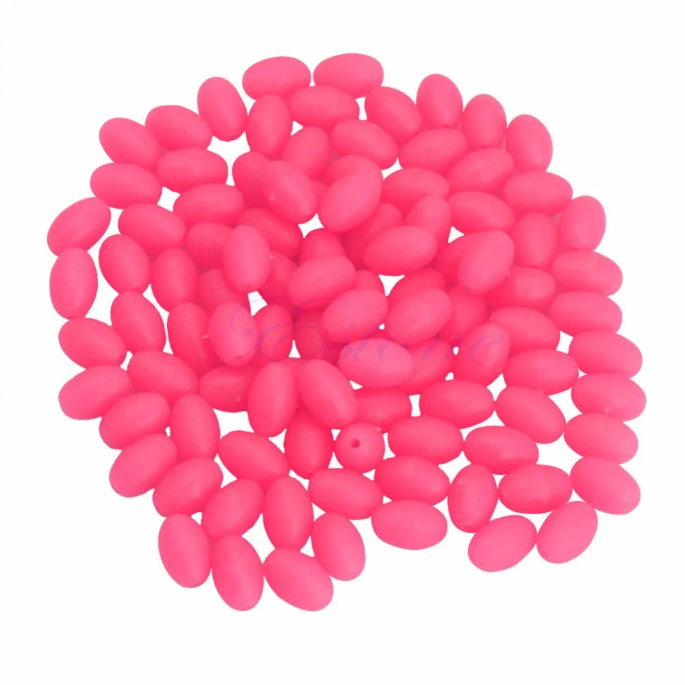 

Pink 4 Sizes 100Pcs Oval Fishing Beads Sea Fishing Lures Hard Floating Float Tackles
