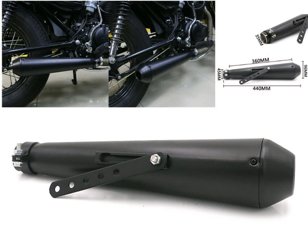 

Black Motorcycle Exhaust Silencer Mufflers Pipe For Harley Bobbers Cafe Racer