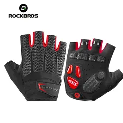 Резиновые перчатки ROCKBROS Половина Finger Сенсорный экран гель ударостойкие перчатки Для мужчин Для женщин летние спортивные перчатки MTB