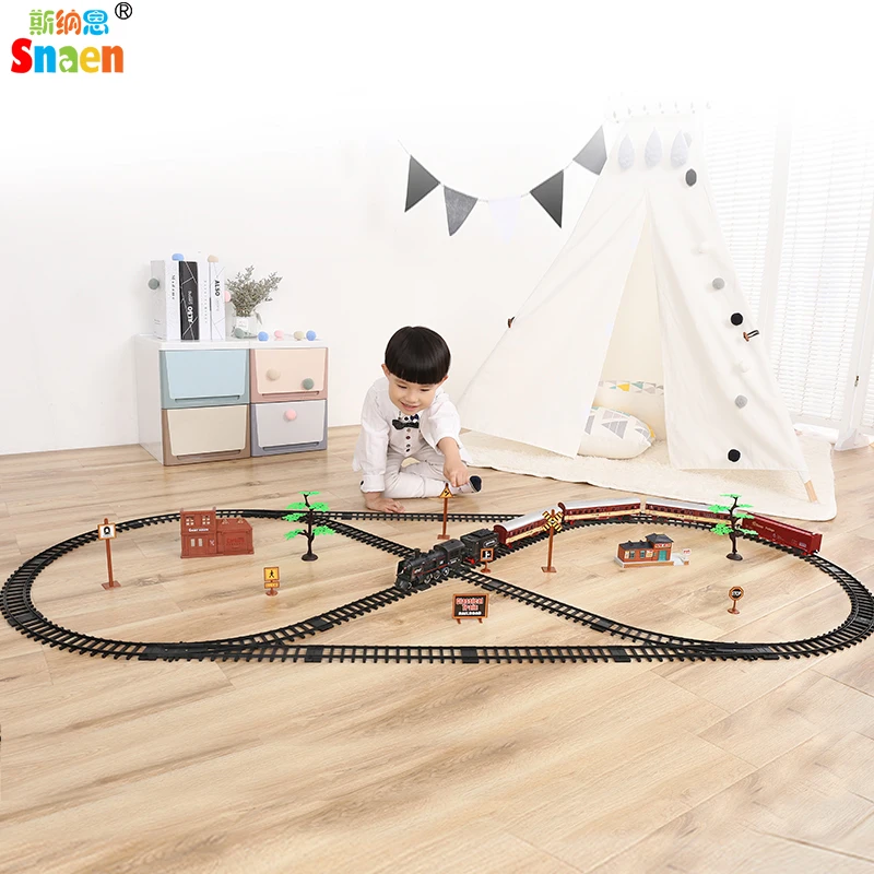 

Snaen Classic Motorized Train Set Electric Locomotive Model Train with Engine,Tracks,Train Light-Up LED and Realistic Sound