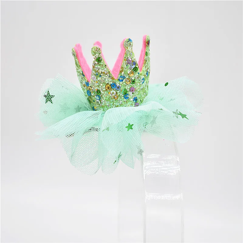 Модные Симпатичные Корона для девочек принцесса зажим для волос топ жемчуг светящиеся головная повязка со звездами иглы для волос аксессуары для волос 1 шт - Цвет: Светло-зеленый
