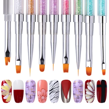 

Dual-ended Painting Liner Brush Pen UV Gel Nail Tips Extension Rhinestone Handle Pen Nail Art Brush Tools