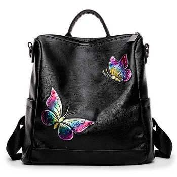 

New Fashion Ladies Lychee Pattern Butterfly Double Shoulder Large Capacity Ladies Travel Backpack 88 Best Sale-WT