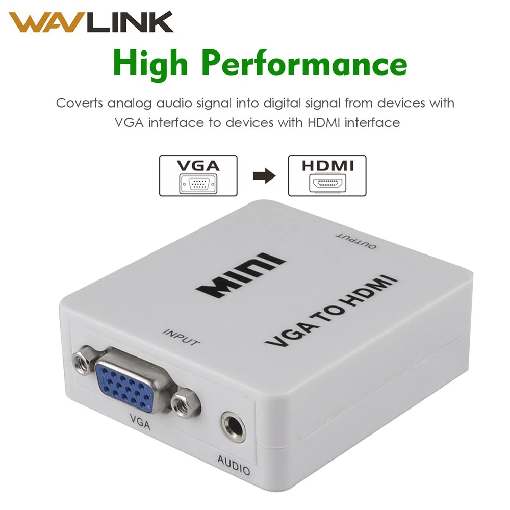 Wavlink Full HD 1080P HDMI в VGA конвертер адаптер с 1.6ft аудио кабель Mini разъем для ПК Blu Ray DVD