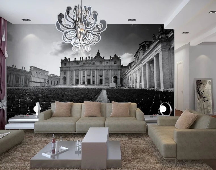 黒 白5d Papel壁画ローマシアター3d写真壁画ビニール壁紙リビングルームのテレビのソファの背景3d壁の壁画 Wallpapers For Living Room Vinyl Wallpaper3d Photo Aliexpress