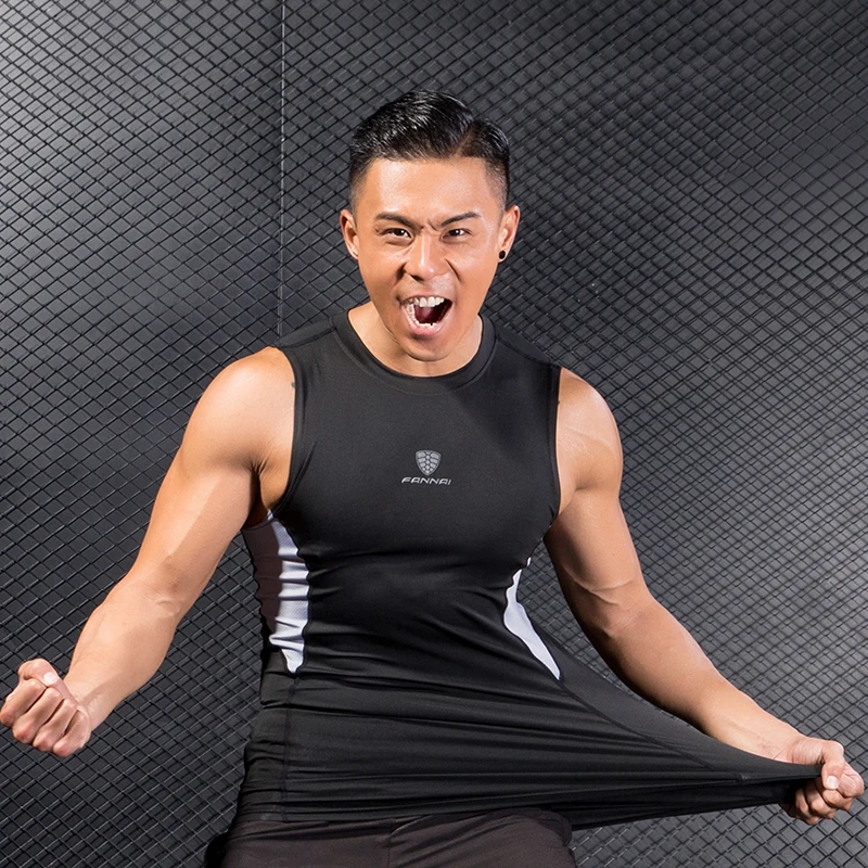 FANNAI Running Vest Dry Fit Training Workout Gym Men Shirt Tank Top Fitness Tight Sport Suit Sleeveless Men's T-Shirt Crossfit
