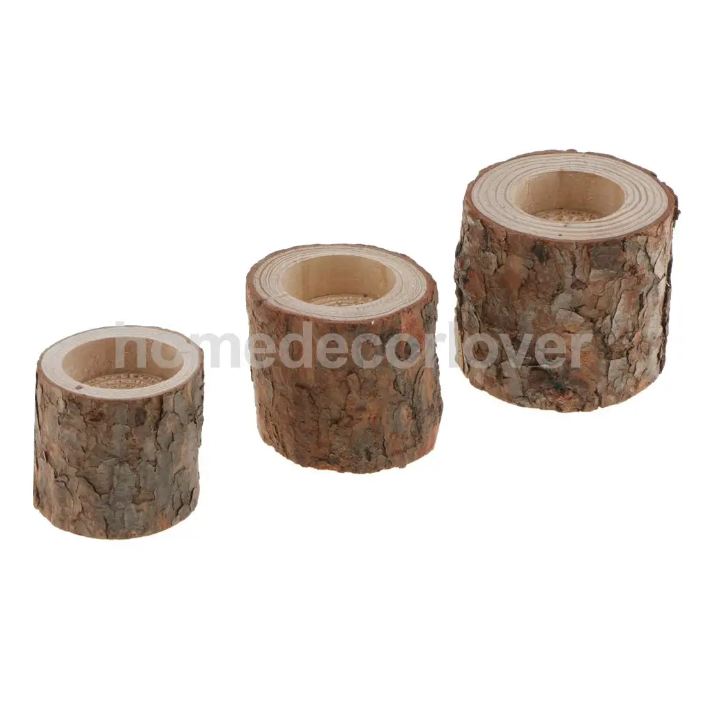 

5/6/7cm Tree Stake Stump Votive Tea Light Candle Holder Wooden Candlestick Base for Home Party Bar Art Decoration Natural Wooden