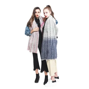 

female cashmere-like scarf Japanese Korean Edition Thickened Warm Gradual Colour shawls Autumn Winter fashion Long Style Scarf