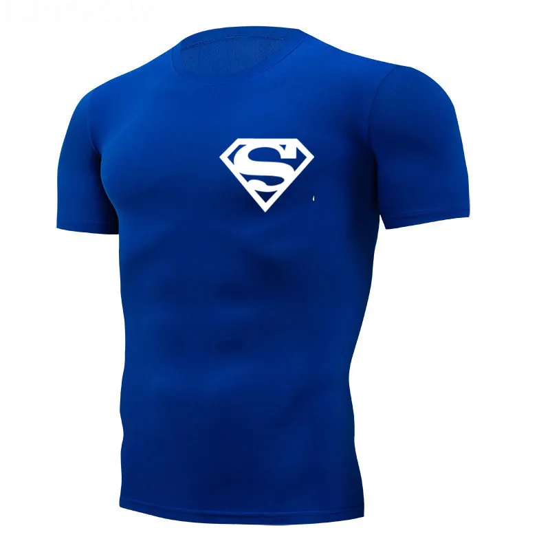 Классический Супермен Рашгард Мужская рубашка для бега Мужская футболка с коротким рукавом майки мужские компрессионные колготки спортивная одежда - Цвет: Коричневый
