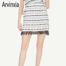 Arvinxia ZA повседневные полосатые прямые кисточки женские юбки Новые эластичные трикотажные женские мини-платья винтажные твидовые стильные женские брюки