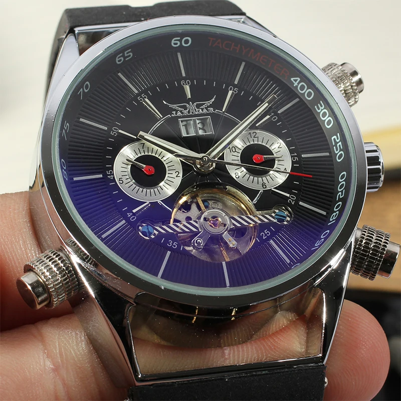 

JARGAR Silver Color Case Black Color Dial with Two Silver Color Small Eyes Plastic Band