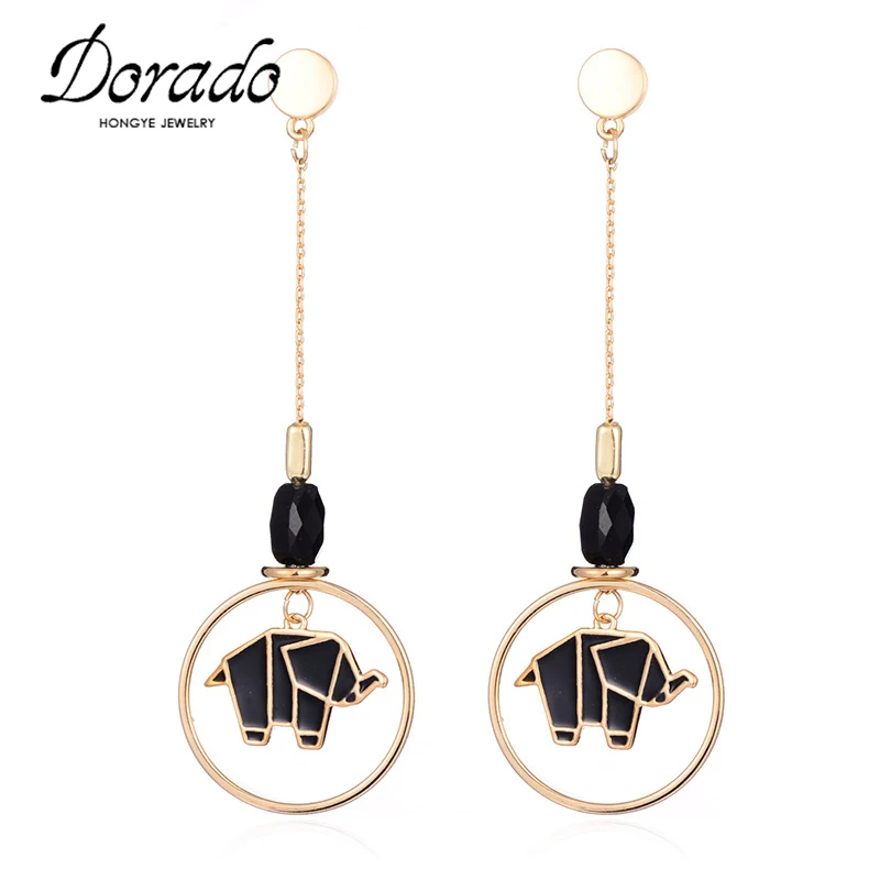 

Dorado Women Silver Gold Color Boho Jewelry Fashion Circle with cute Tiny Elephant Drop Earrings Gift for Girls boucle d'oreille