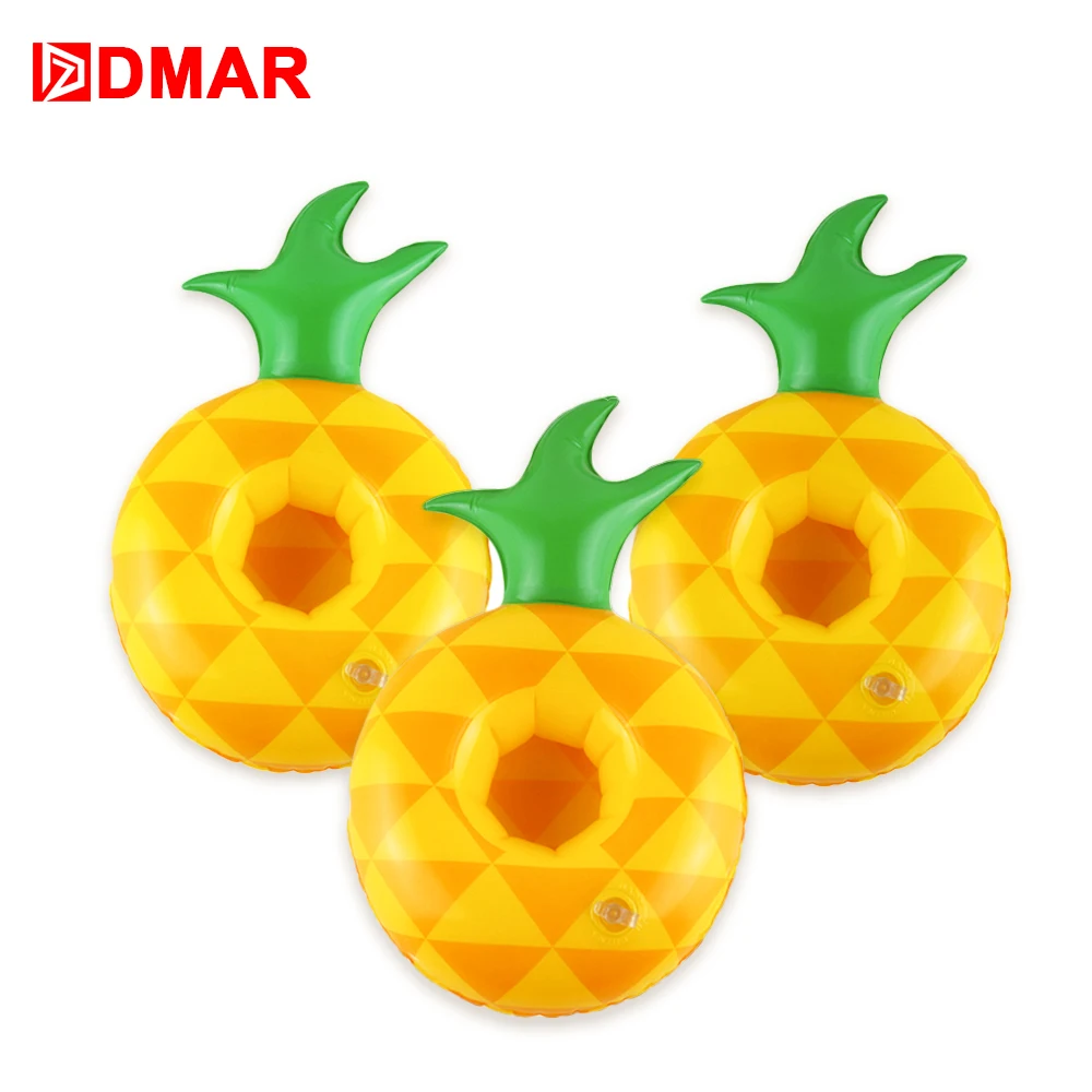 

3pcs DMAR Inflatable Pineapple Drink Holders Pool Float Cup Holder Swimming Ring Mattress Circle Beach Pool Party Wedding Toys
