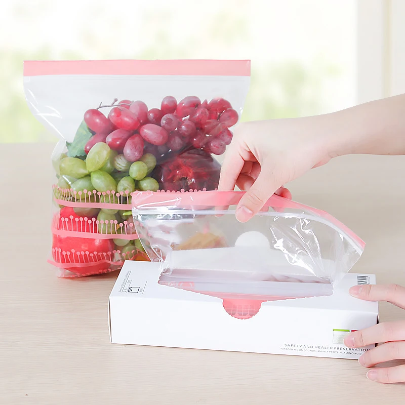

50Pcs Transparent Fruit and Vegetable Food Preservation Sack PE Packaging Sealed Bag Reusable Kitchen Refrigerator Storage Bags