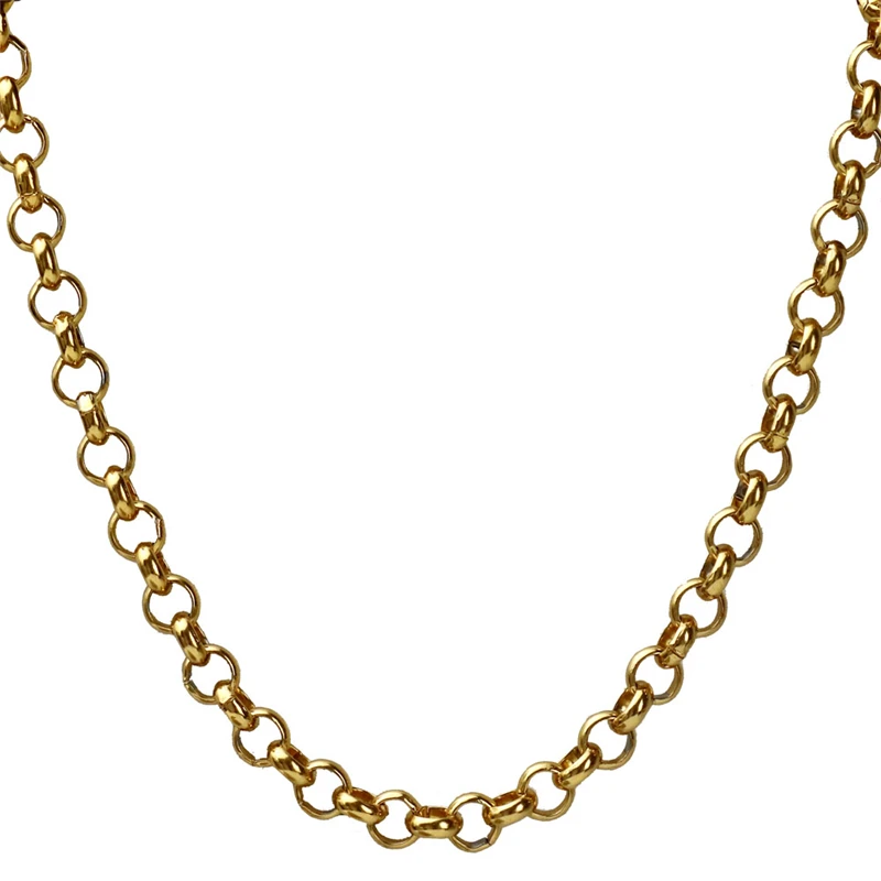 Rolo Chain Round Link 7mm 22inch Men Belcher Loops Necklace Stainless