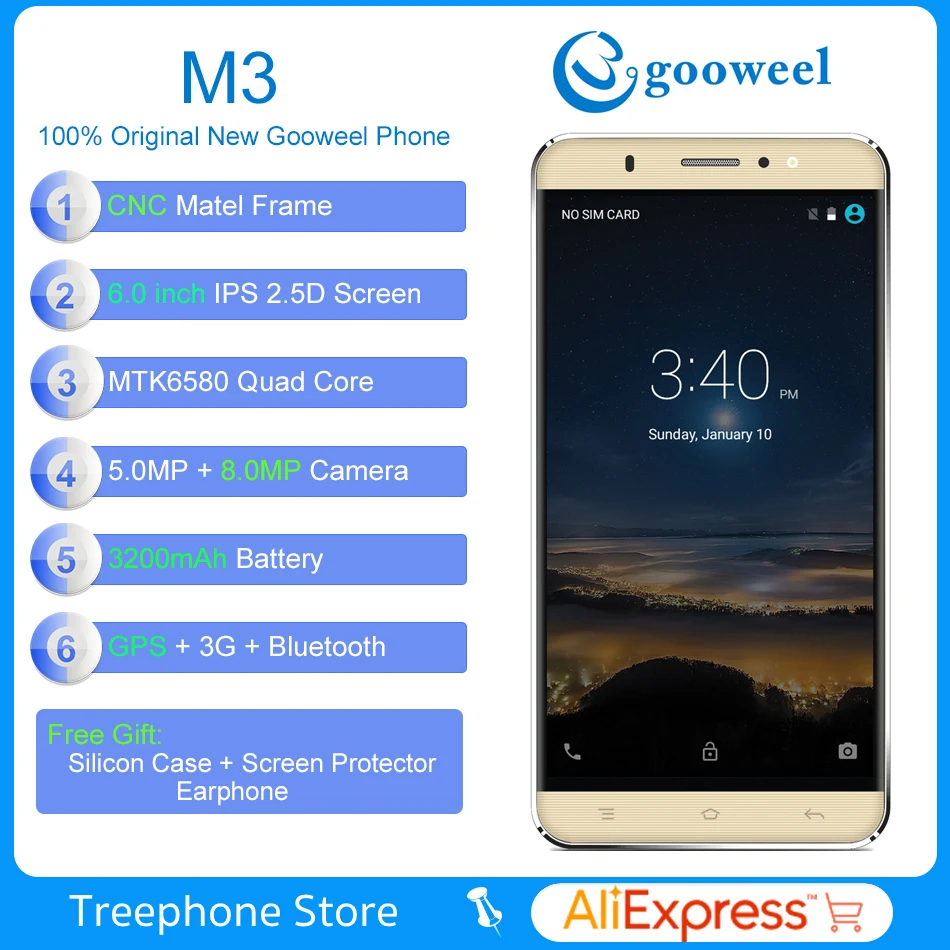 Gooweel M3 6 0 дюймовый экран QHD IPS смартфон 1 ГБ Оперативная память + 8 Встроенная 8.0MP 5.0MP