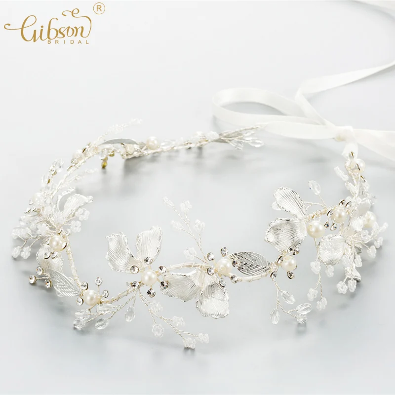 

Dainty Beaded Hand Wired Wedding Hair Wreaths Tiaras with Fern Leaf Hair Vine Bridal Attire Lace Gowns Accessories