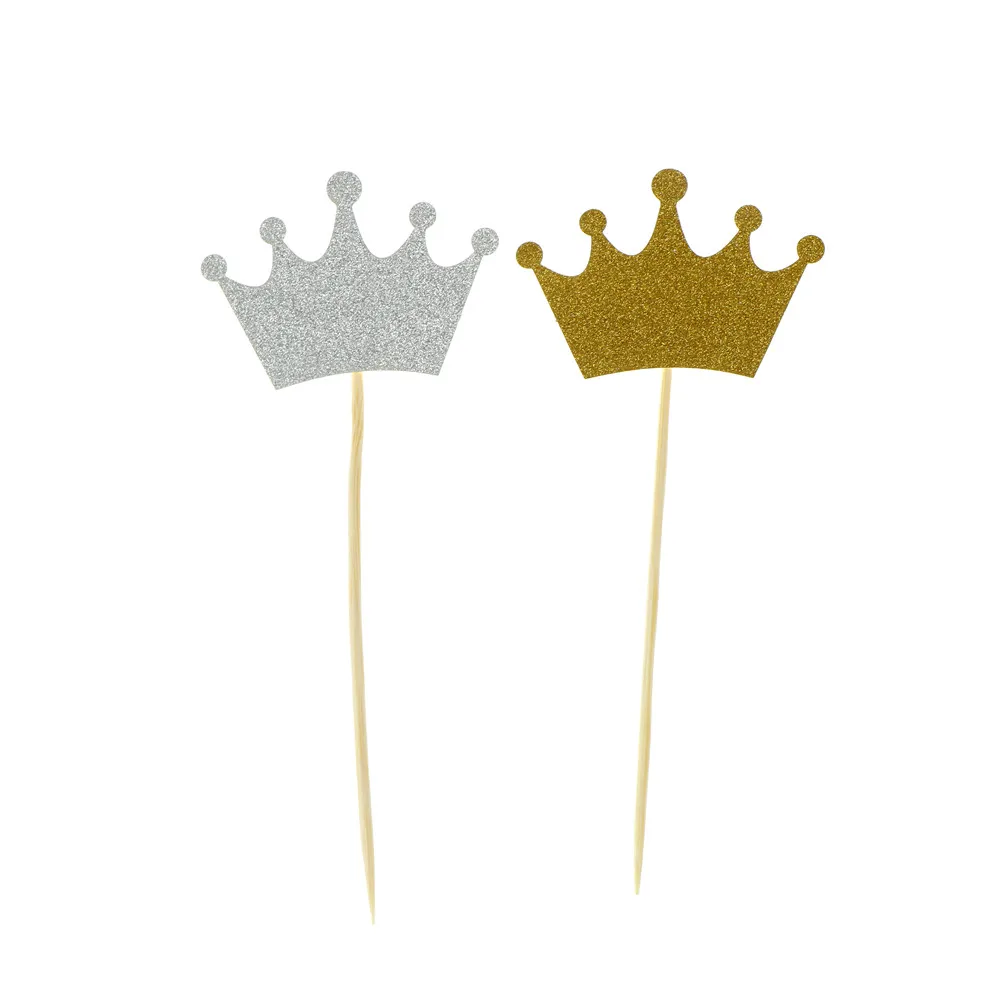 10pcs Crown Shape Cake Cake Fruit Picker Topper Crown Shape Baby Shower Birthday Wedding Party Cake Decoration