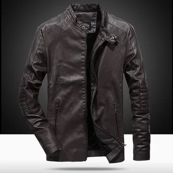 

2019 New Stand Collar Slim Stylish Manteau Cuir Homme Fashion Good Quality Mens Biker Jacket Leather